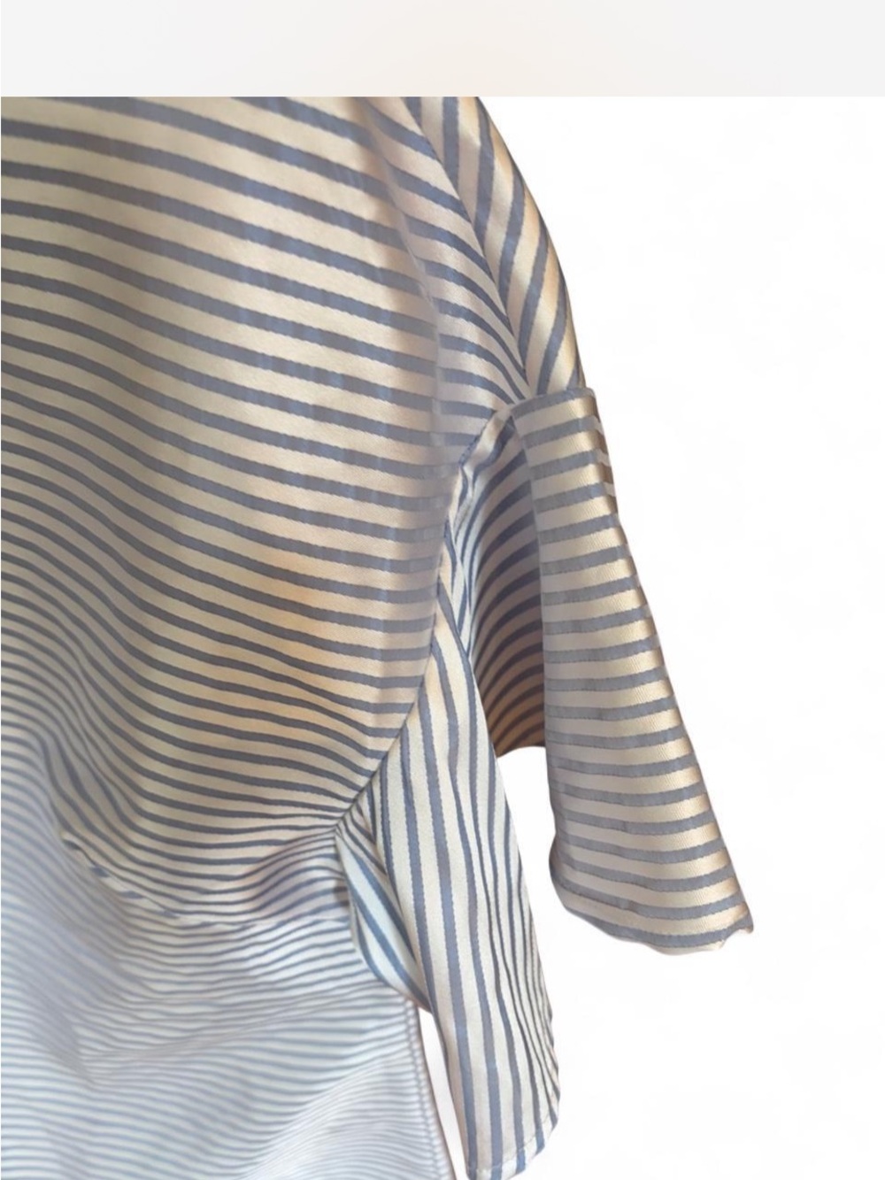 Banana Republic Striped Boatneck Tee Light Blue & White blouse top satin - Picture 9 of 9